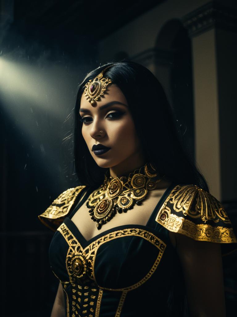 Woman in La Muerte Costume Book of Life Cosplay Photorealistic Portrait