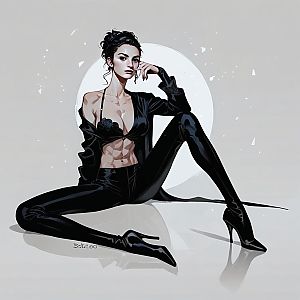 Stylish Athletic Woman in Black Attire