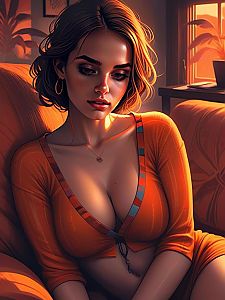 Woman in Golden Light on Couch
