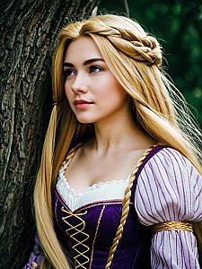 Fantasy Cosplay: Woman in Medieval Costume by Tree