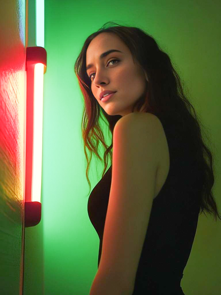 Woman Portrait with Neon Lights