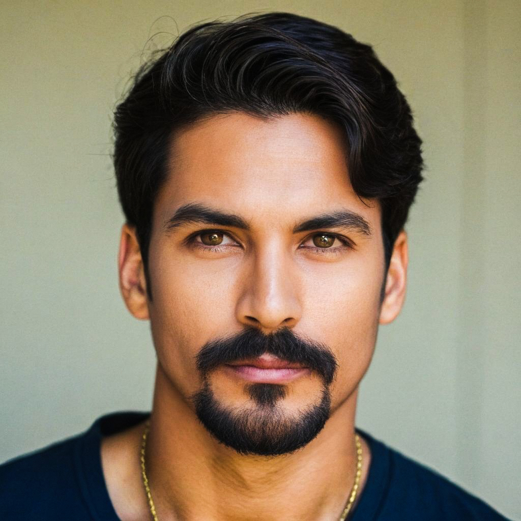 Young man with dark hair and beard