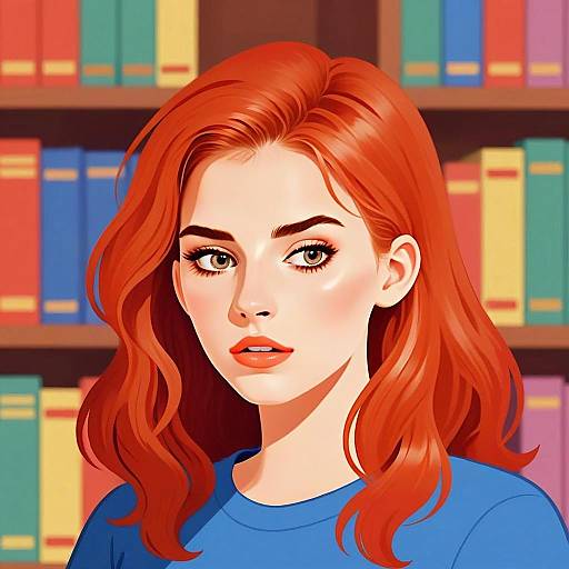 Digital Portrait of Red-Haired Woman in Modern Illustration Style