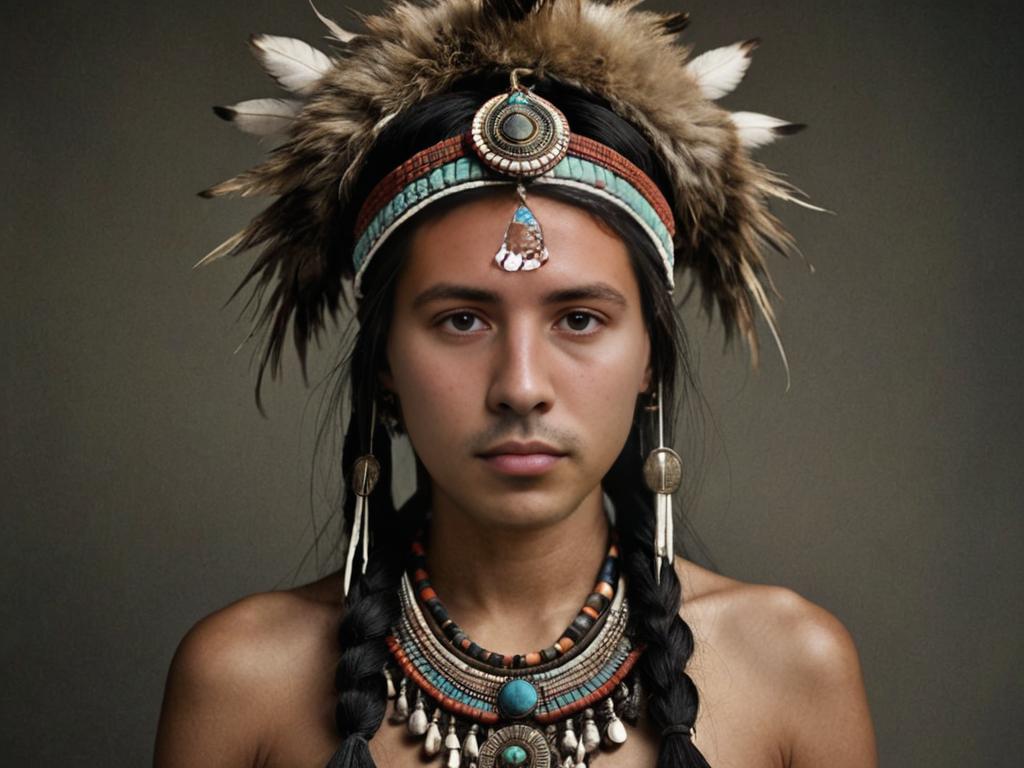 Young Man in Traditional Asian Tribal Attire