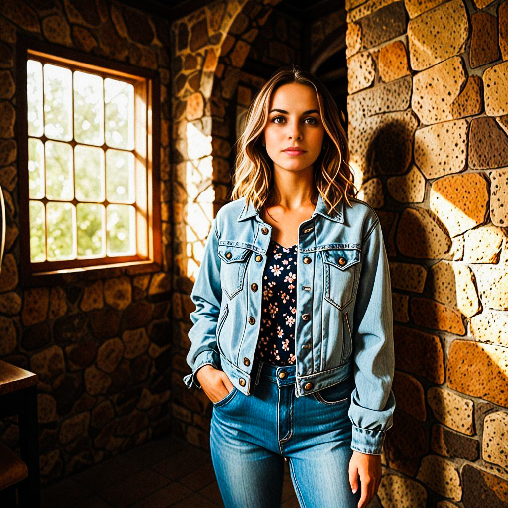 Confident Young Woman in Denim Jacket Confident Young Woman in Denim Jacket