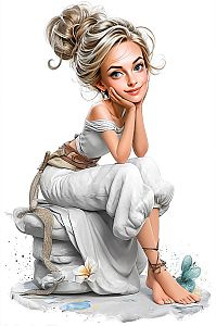 Whimsical Young Woman in Floral Setting