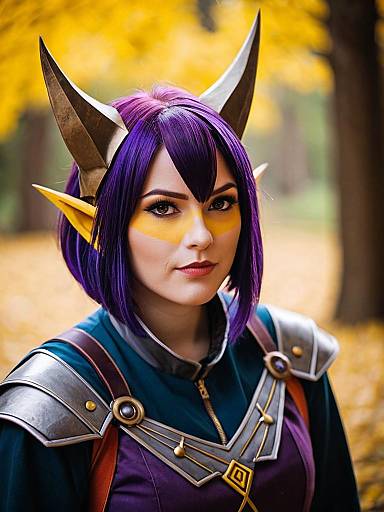 Amity Blight Cosplay Portrait in Autumn Setting with Fantasy Armor