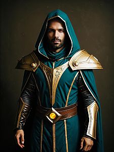 Realistic Nerevarine Man Cosplay in Detailed Fantasy Armor Costume