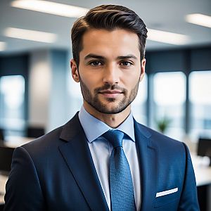 Confident Young Man in Blue Suit