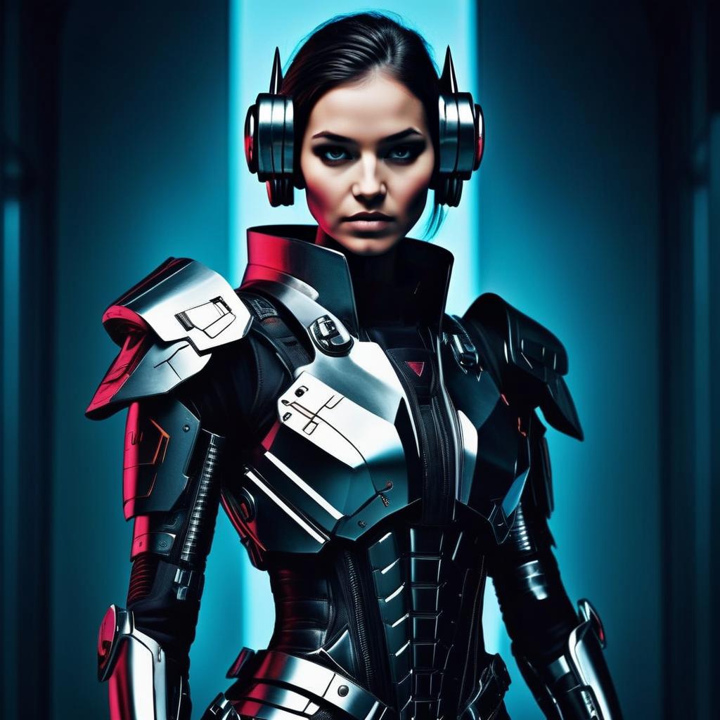 Futuristic Sci-Fi Warrior in Metallic Armor