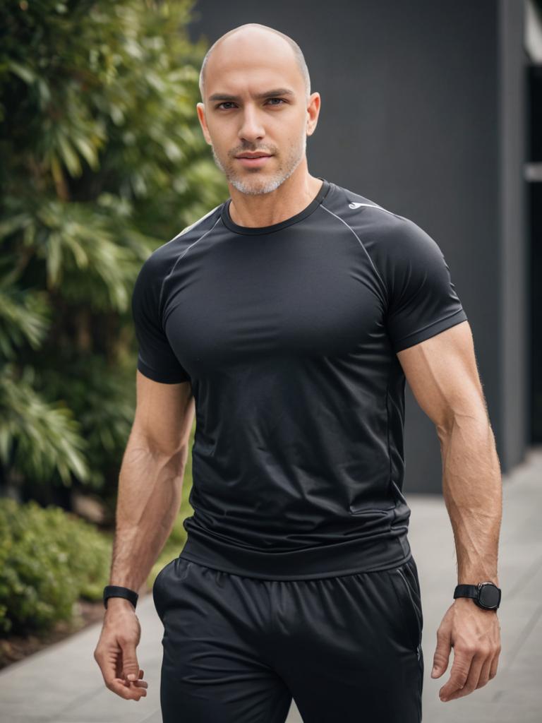 Fit man in athletic wear walking outdoors