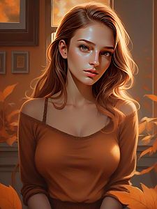 Portrait of a Woman with Auburn Hair in Autumn Setting