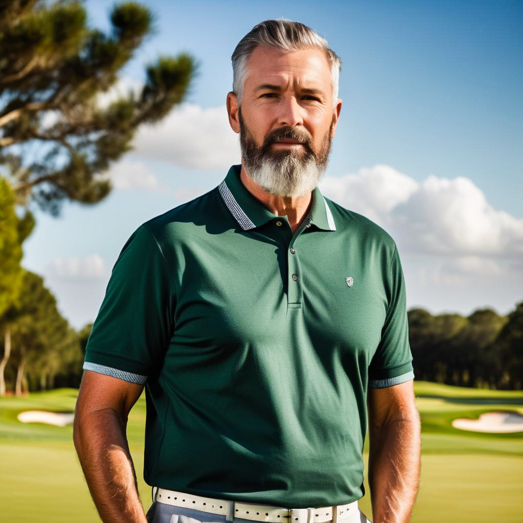 Confident Middle-Aged Man Golfing on Sunny Course