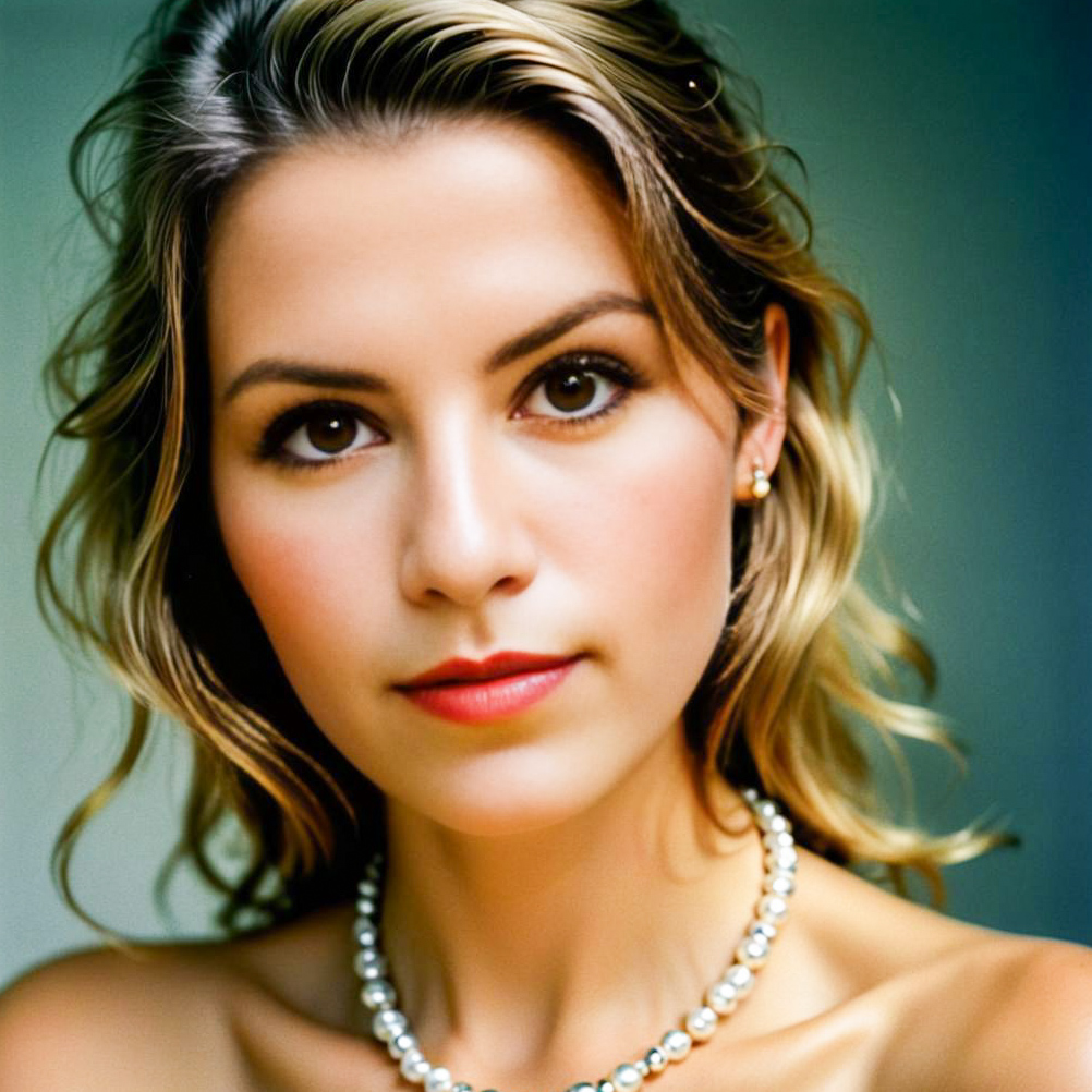 Elegant Woman with Blonde Hair and Pearl Necklace