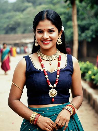 Traditional Sadi Mathi Chaniya Choli Woman in Jewelry and Blouse