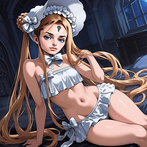 Abigail Williams Anime Character in White Swimsuit Fantasy Artwork