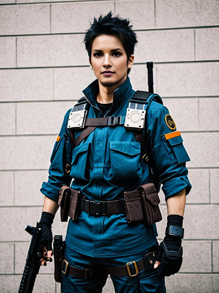 Woman in Tactical Military Uniform Holding Firearm