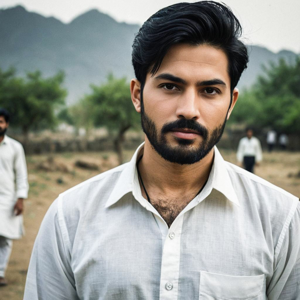 Young Man in Traditional Pakistani Attire with Mountain Backdrop Young Man in Traditional Pakistani Attire with Mountain Backdrop