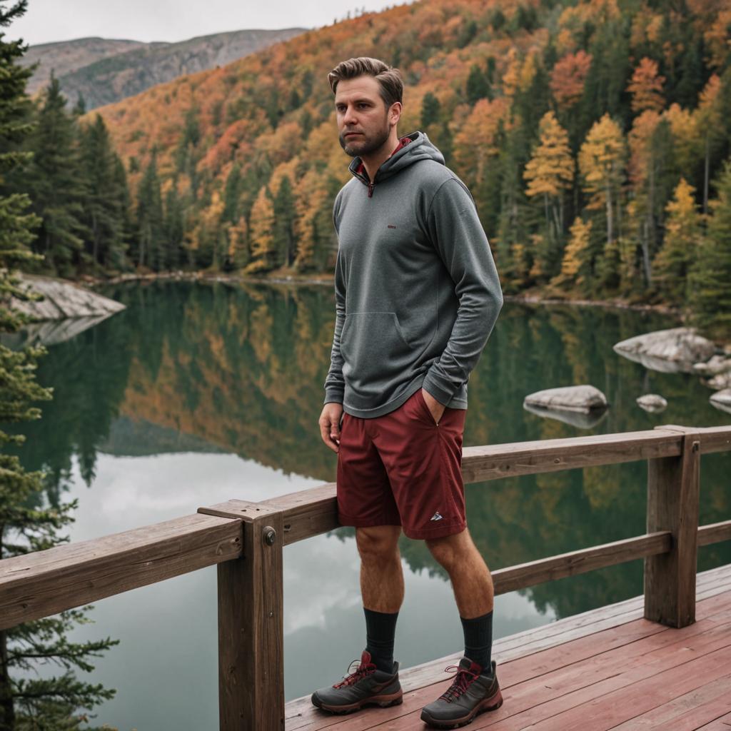 Man on Deck with Autumn Landscape