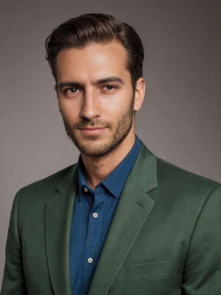 Confident man in stylish green blazer