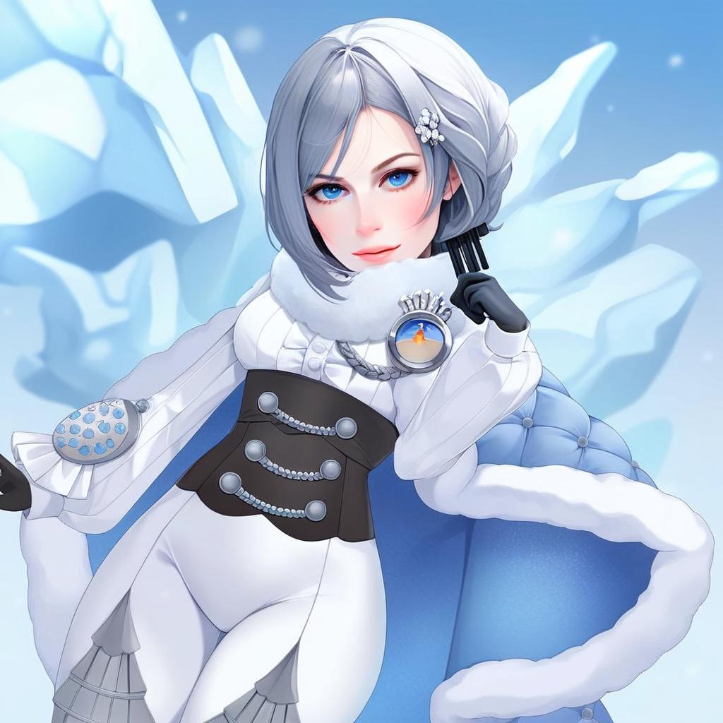 Winter-Themed Anime Style Woman at Akershus Fortress Inspired Setting