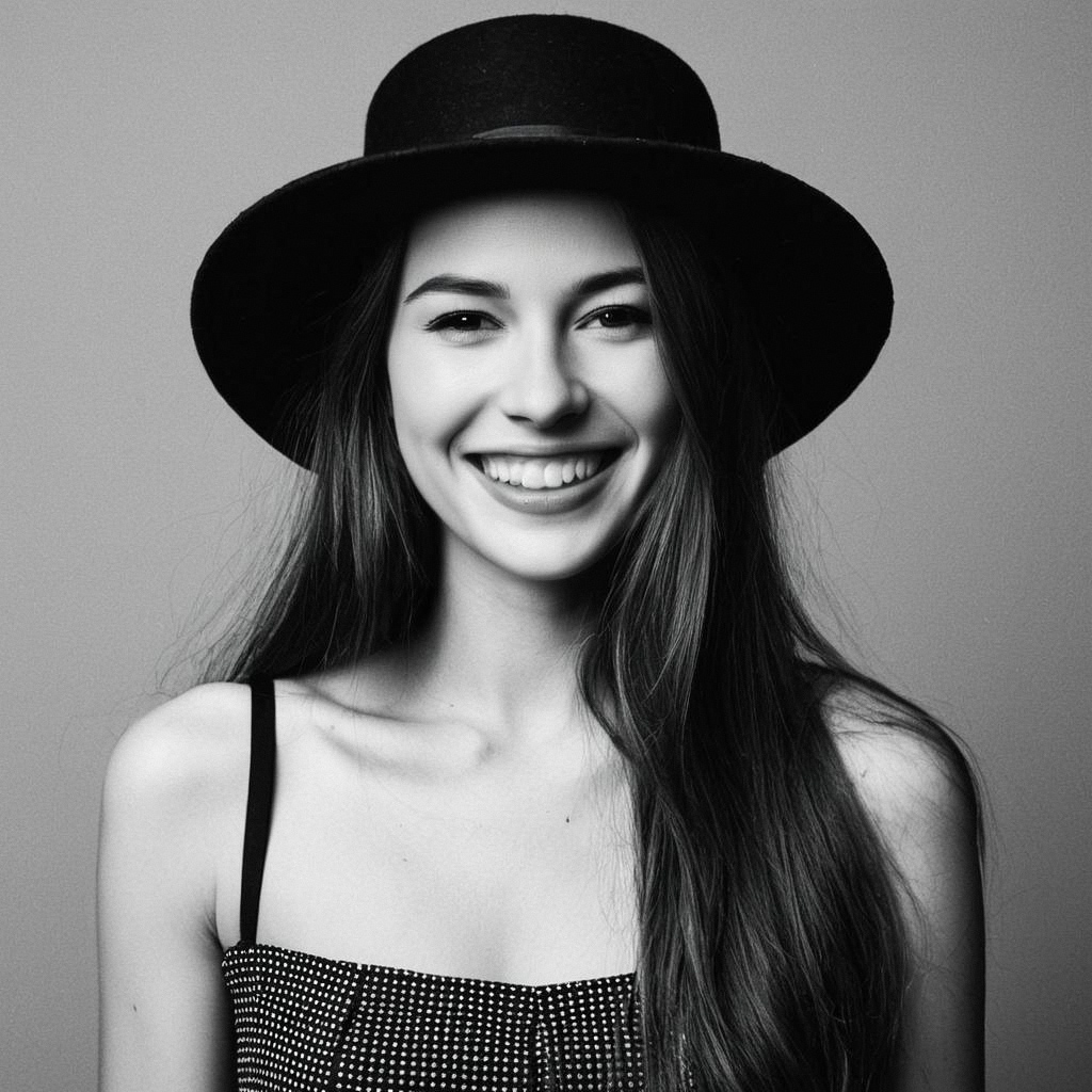Young Woman Portrait in Black and White