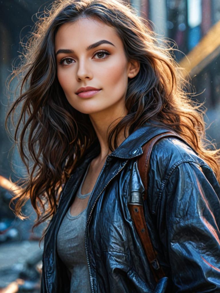 Woman in Leather Jacket