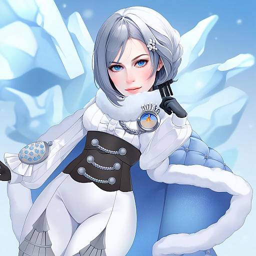 Winter-Themed Anime Style Woman at Akershus Fortress Inspired Setting