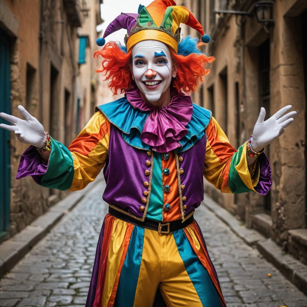 Vibrant Jester in Colorful Attire