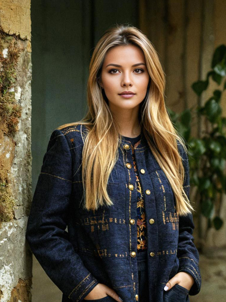 Confident Woman in Stylish Denim Jacket