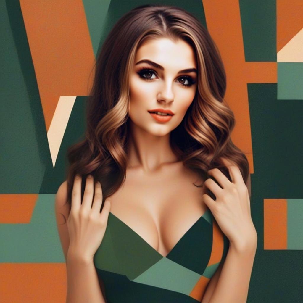 Elegant Woman Portrait with Geometric Background Elegant Woman Portrait with Geometric Background