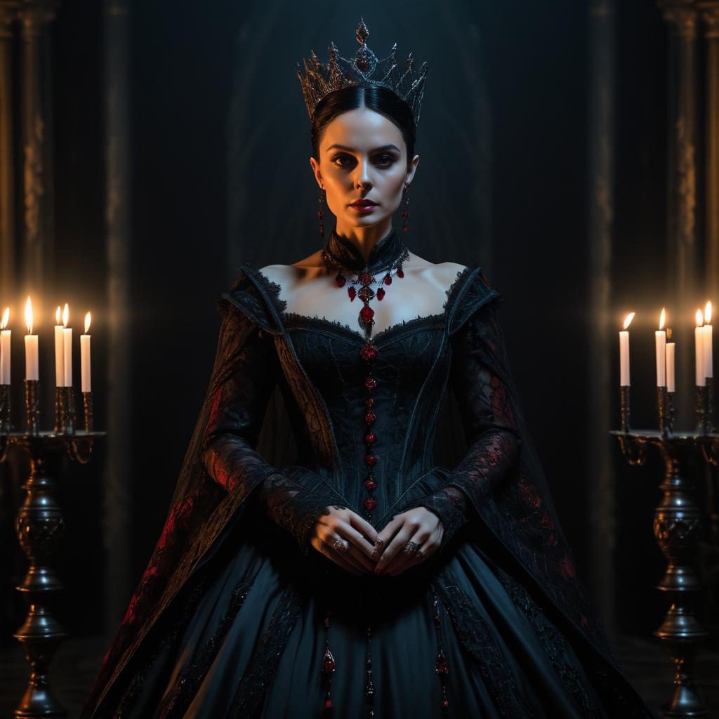 Elegant Gothic Woman in Candlelight