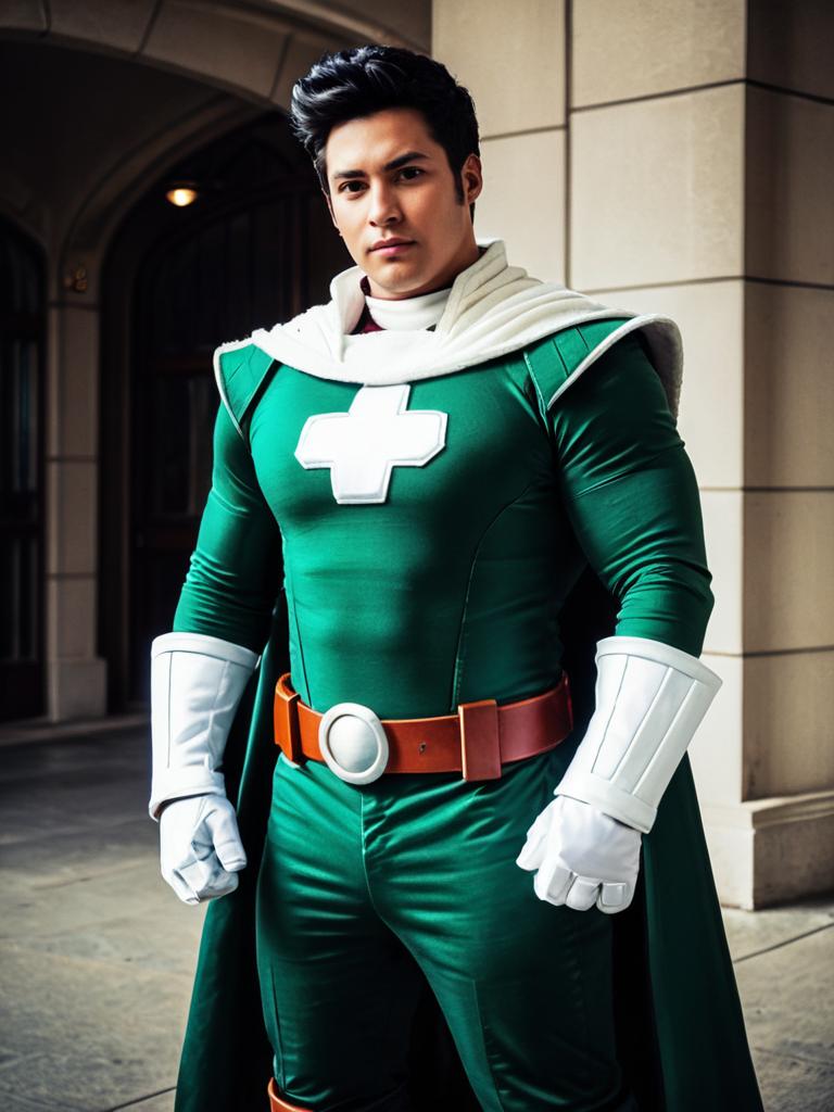Man Cosplay Wearing Might Guy Costume Realistic Photo