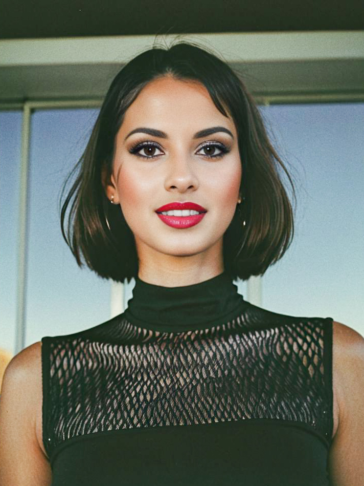 Chic Portrait of a Young Woman with Bob Haircut