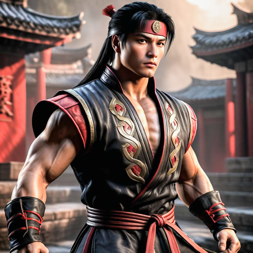 Man as Liu Kang in Martial Arts Costume