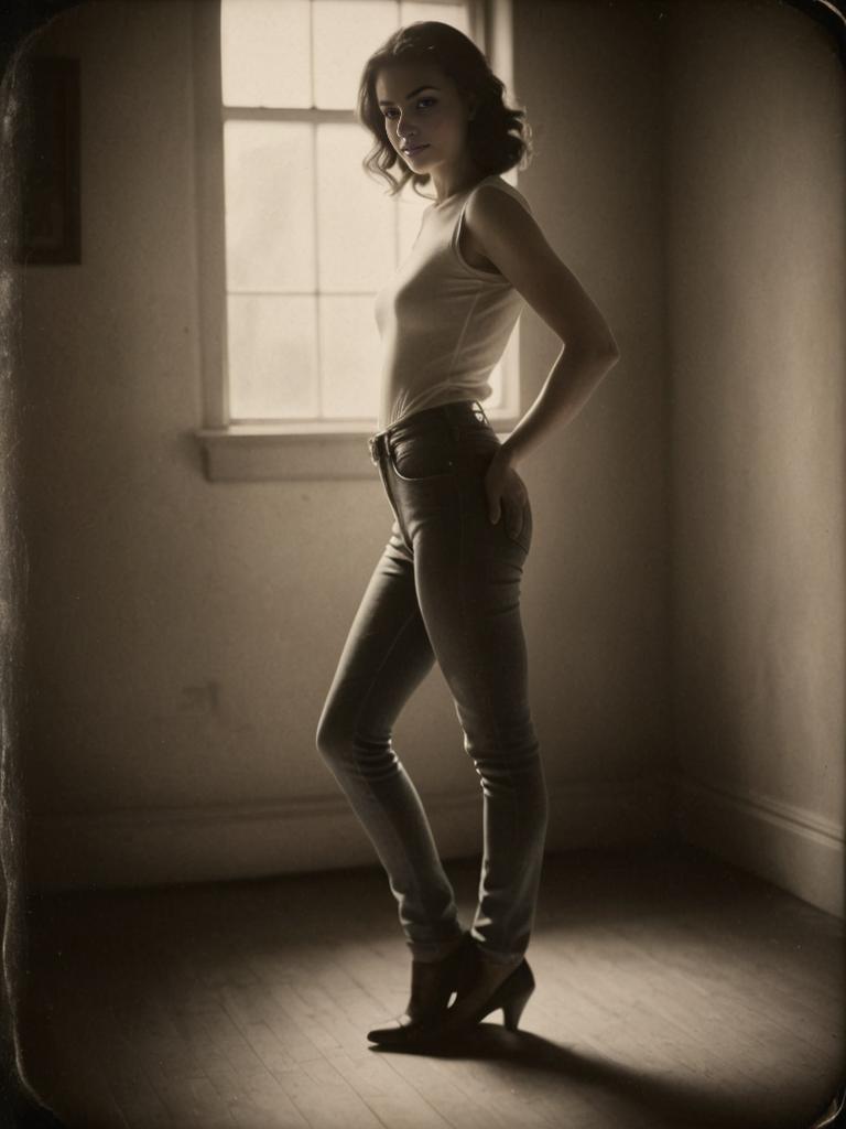 Elegant Woman in Skinny Jeans