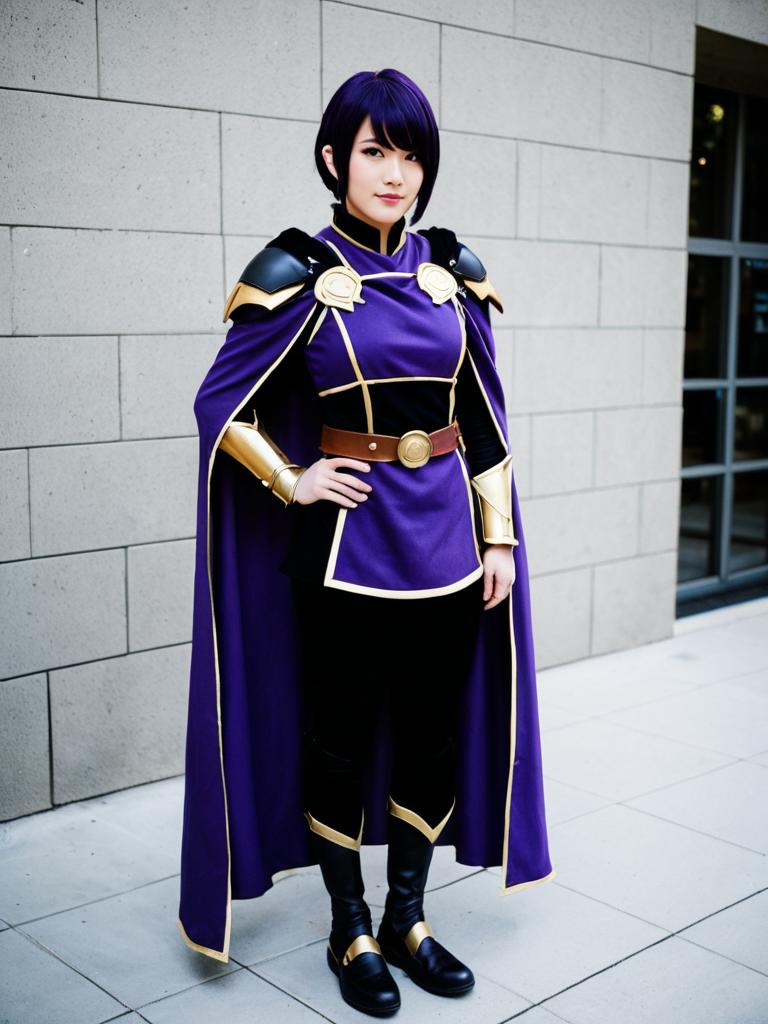 Morgan Fire Emblem Female Cosplay in Purple and Gold Outfit