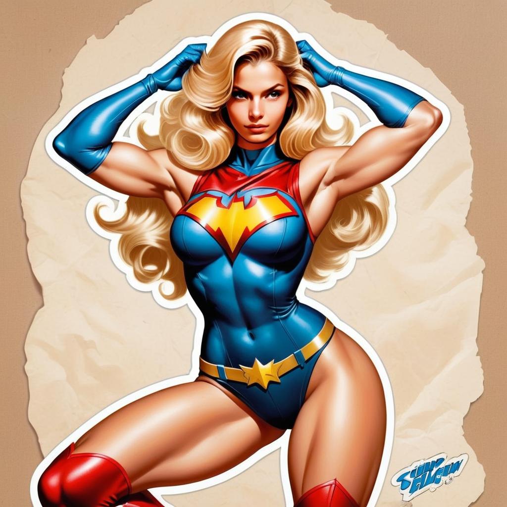 Blonde Female Superhero Digital Art Illustration