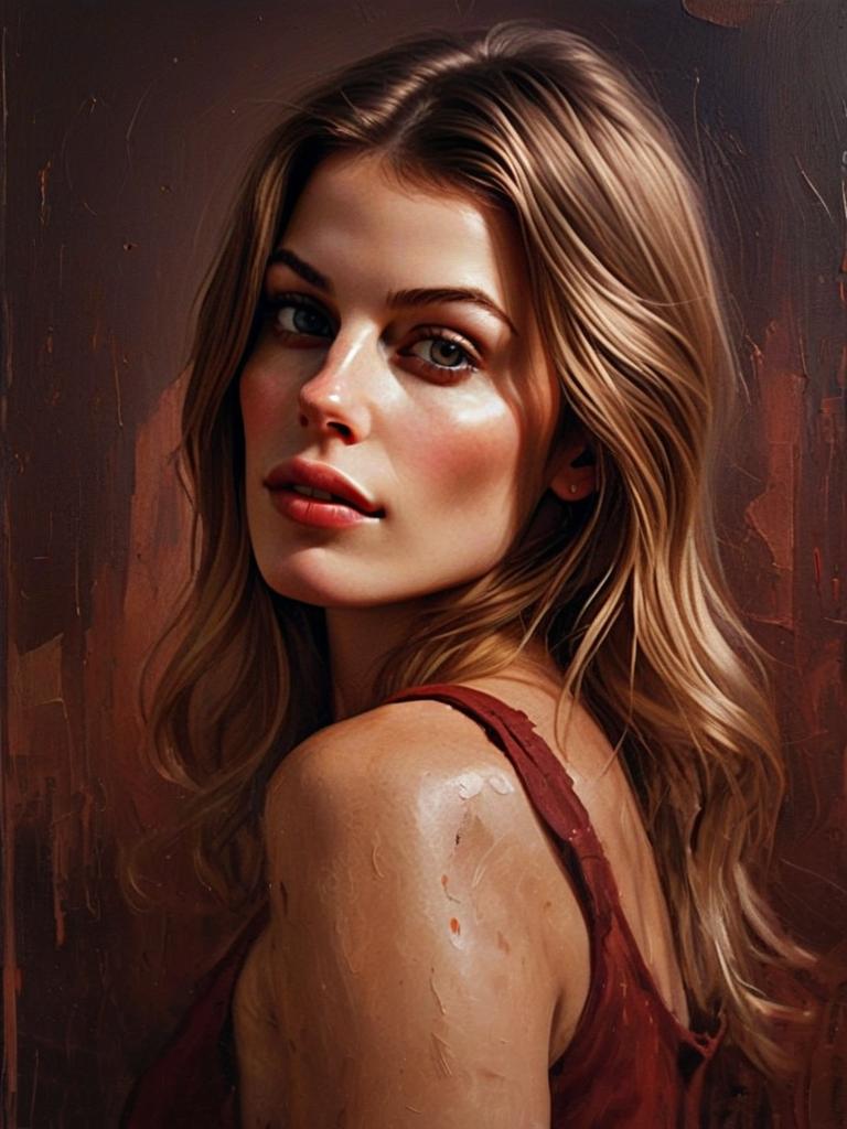 Digital Portrait of Young Woman with Blonde Hair in Painterly Style
