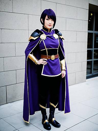 Morgan Fire Emblem Female Cosplay in Purple and Gold Outfit