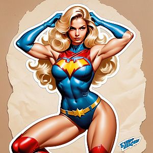 Blonde Female Superhero Digital Art Illustration
