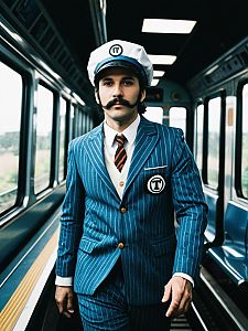 Man in Thomas Train Costume Vintage Style Cosplay Fashion