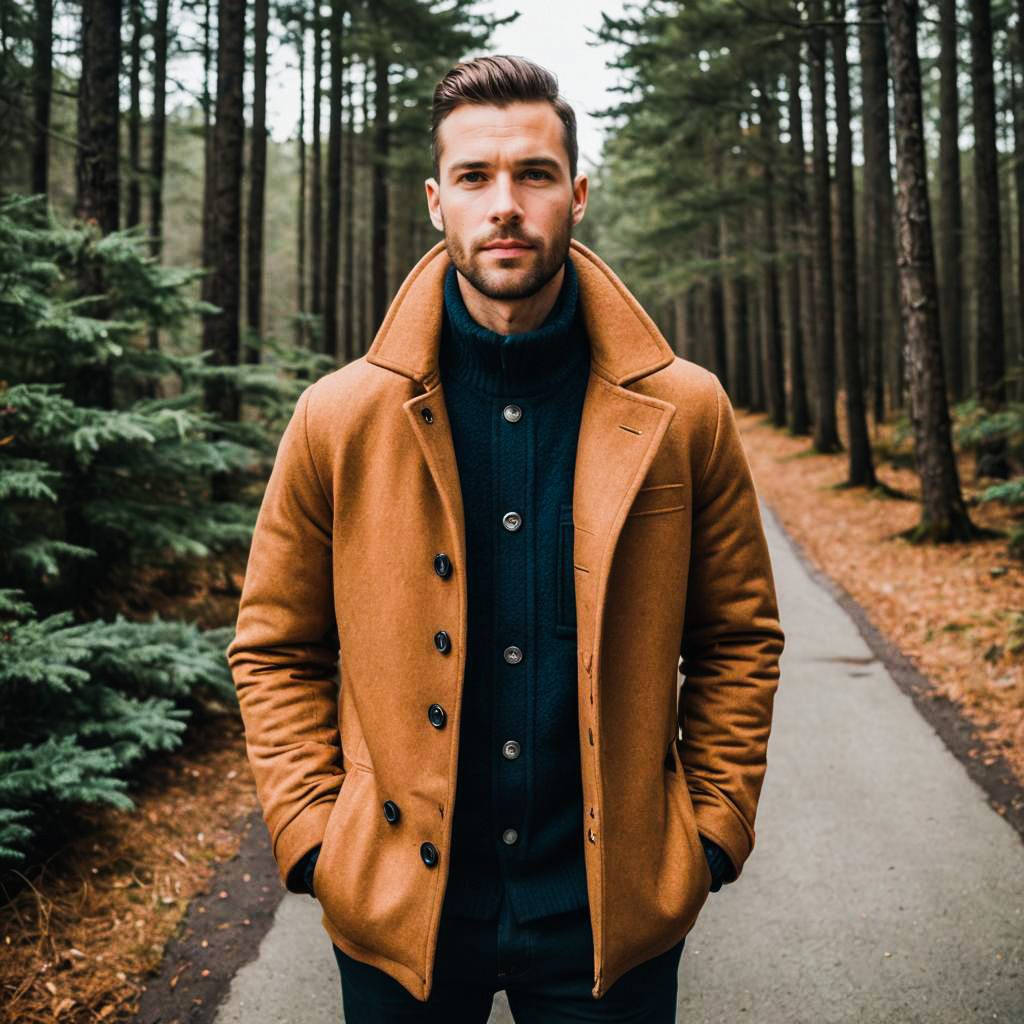 Stylish Man in Forest Path