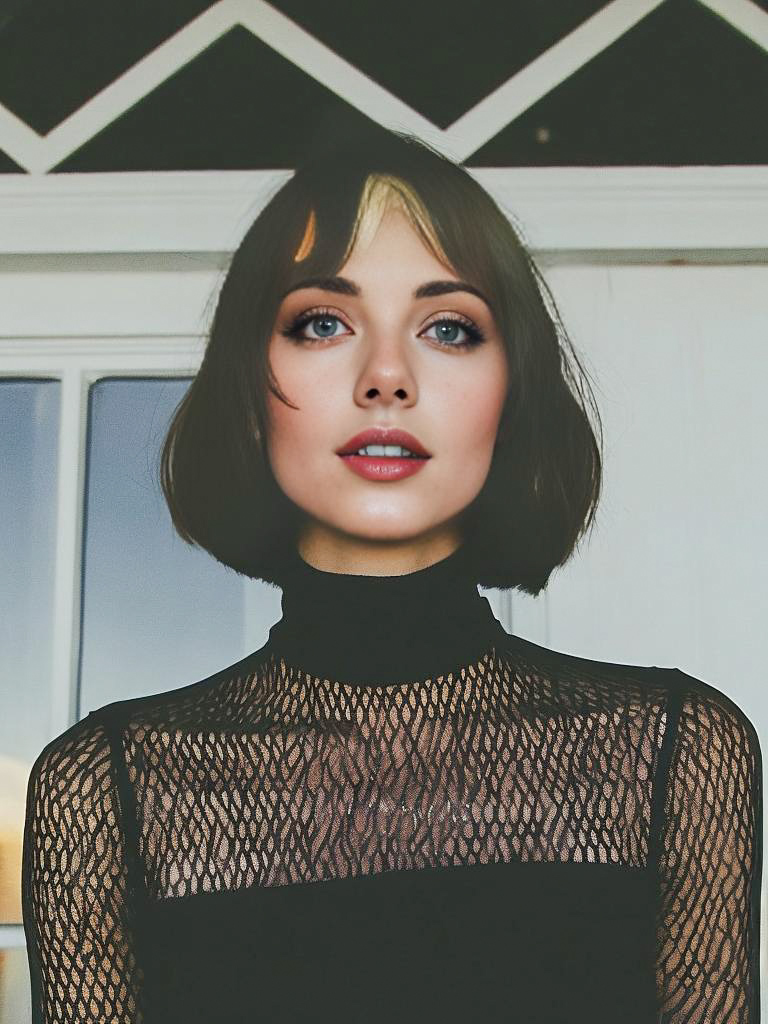 Elegant Woman in Modern Bob Hairstyle