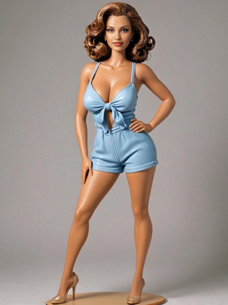 Mort Drucker Style Woman Figurine in Blue Outfit