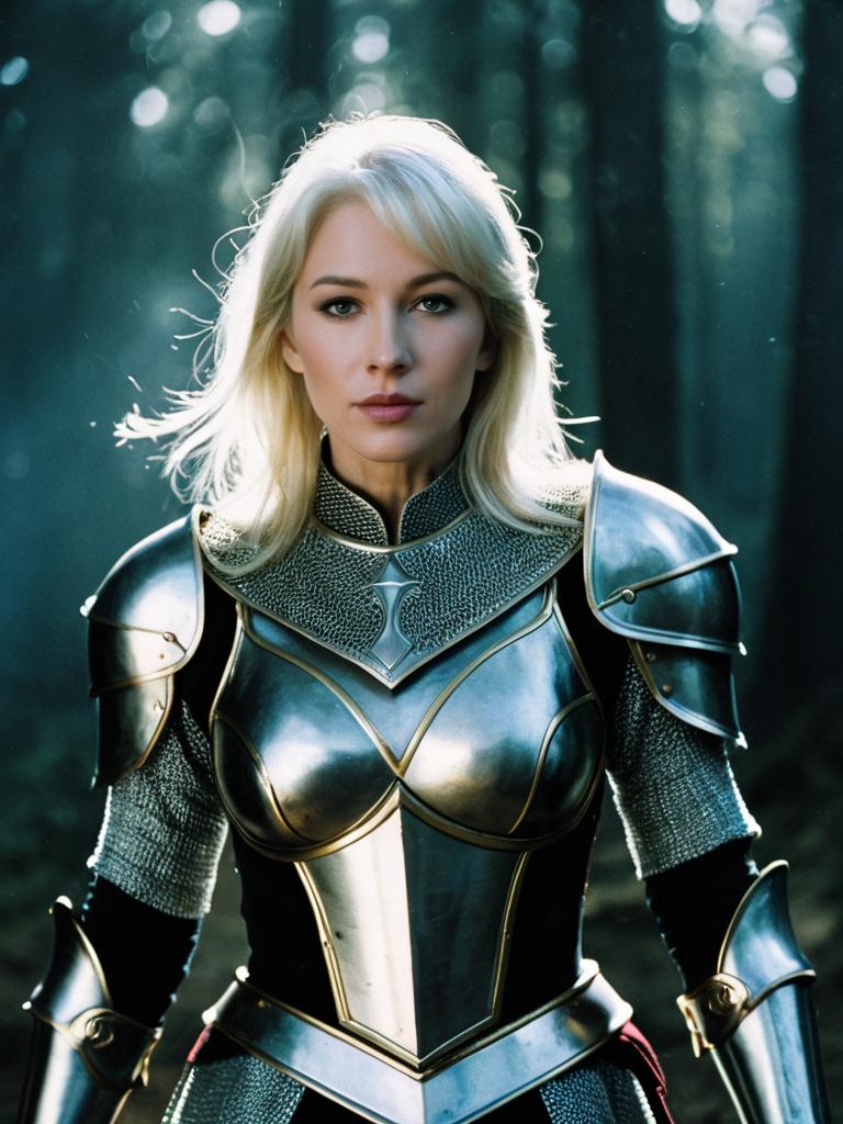 Woman in Excalibur Medieval Fantasy Armor Costume