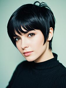 Close-up of Woman with Pixie Cut and Turtleneck