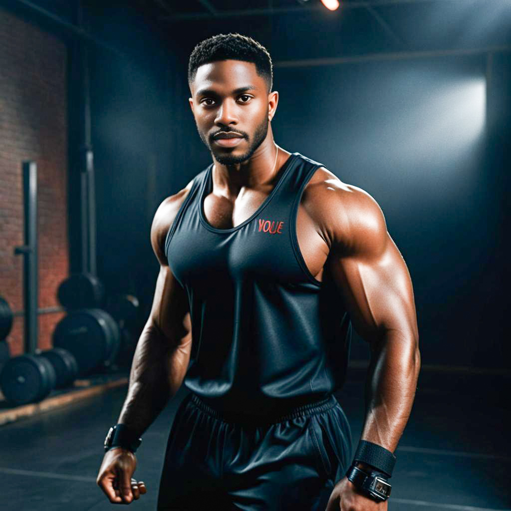 Muscular Man Posing in Gym