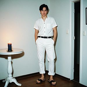Confident Young Man in Minimalist Setting