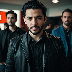 Confident Man in Leather Jacket